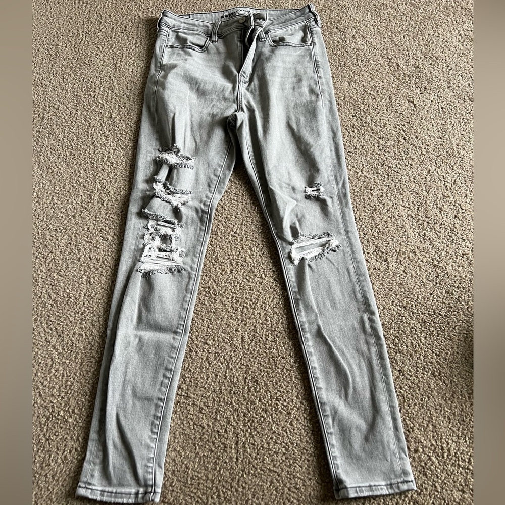 American Eagle Outfitters Light Gray supper high rise jeggings